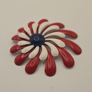 Red and White Flower Brooch